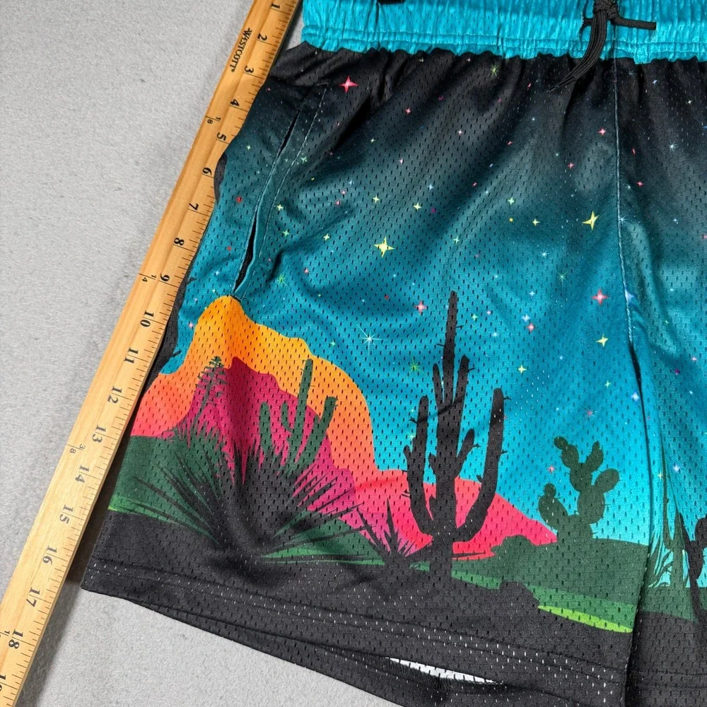 Section 7 Mens Desert Landscape Mesh Basketball Shorts Teal Black Medium‎ 32x6